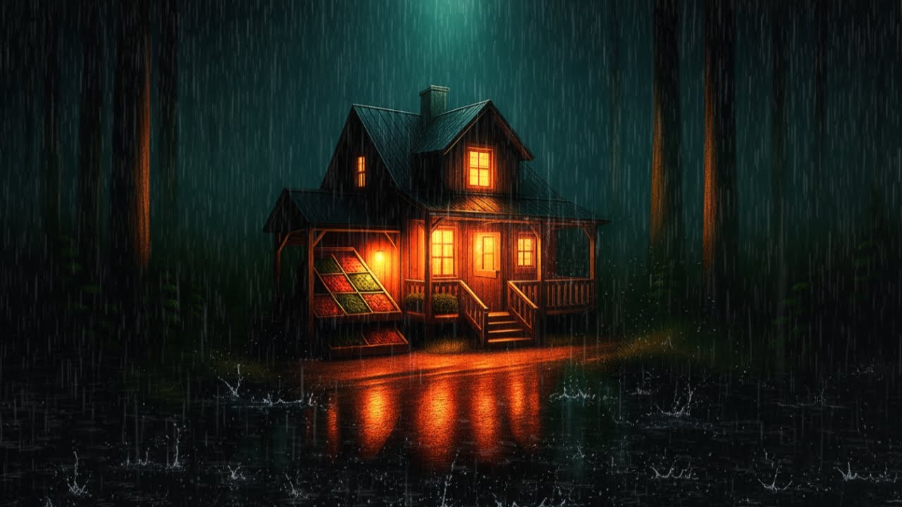 Cozy Cabin Rainy Night – Heavy Rain & Distant Thunder Sounds for Deep ...