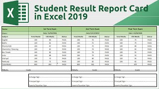 how to create Student Result Report Card in Excel 2019 screenshot 3