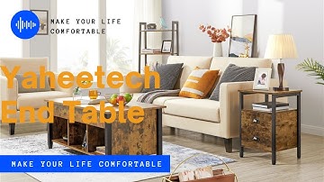 Yaheetech Metal-Wood End Table w/ Shelf & 2 Drawers #endtable
