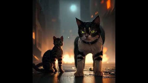 Mecha Mech Robots in the Sky Cat Cute Feline Mouse Catcher Mortal Wombat surrounded by explosions in