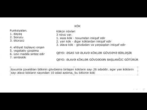 Bitki toxumaları. vegetativ orqanlar 1. dərs izahı