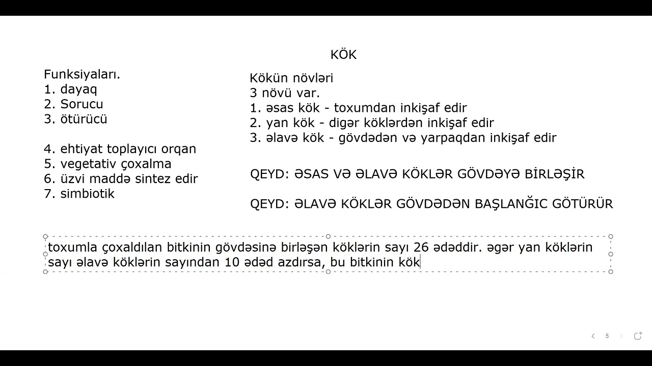 Bitki toxumaları. vegetativ orqanlar 1. dərs izahı