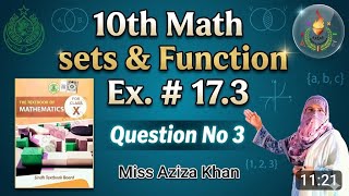 Exercise 17.3 Question 3 | Sets and Functions | Class 10 Sindh Board 