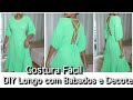 Costure Vestido Longo com Decote cruzado e Babados. Costura Fácil, DIY.