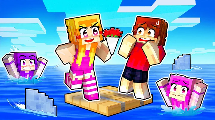 TRAPPED On ONE RAFT With MY CRAZY FAN GIRLS... (Minecraft)