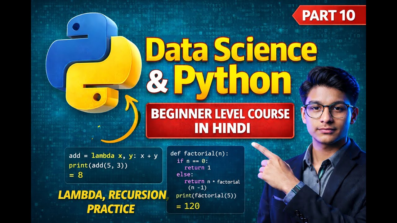 Data Science Part 10 | Lambda Functions & Built-in Functions in Python | Full Course in Hindi