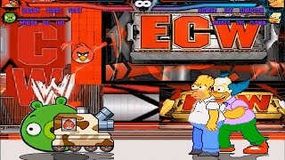 Mugen : Angry Birds Tank &amp; Minion Pig Vs Homer Simpson &amp; Krusty The Clown (Request)