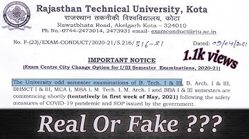 RTU 1st & 3rd sem exam update notice Real ✔ Or Fake 🚫 |  Please share with your friends🤝 | RTU Exams