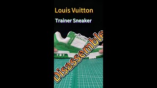 Disassemble A Pair 100 Dollars Louis Vuitton Trainer Sneaker Green Monogram Denim White