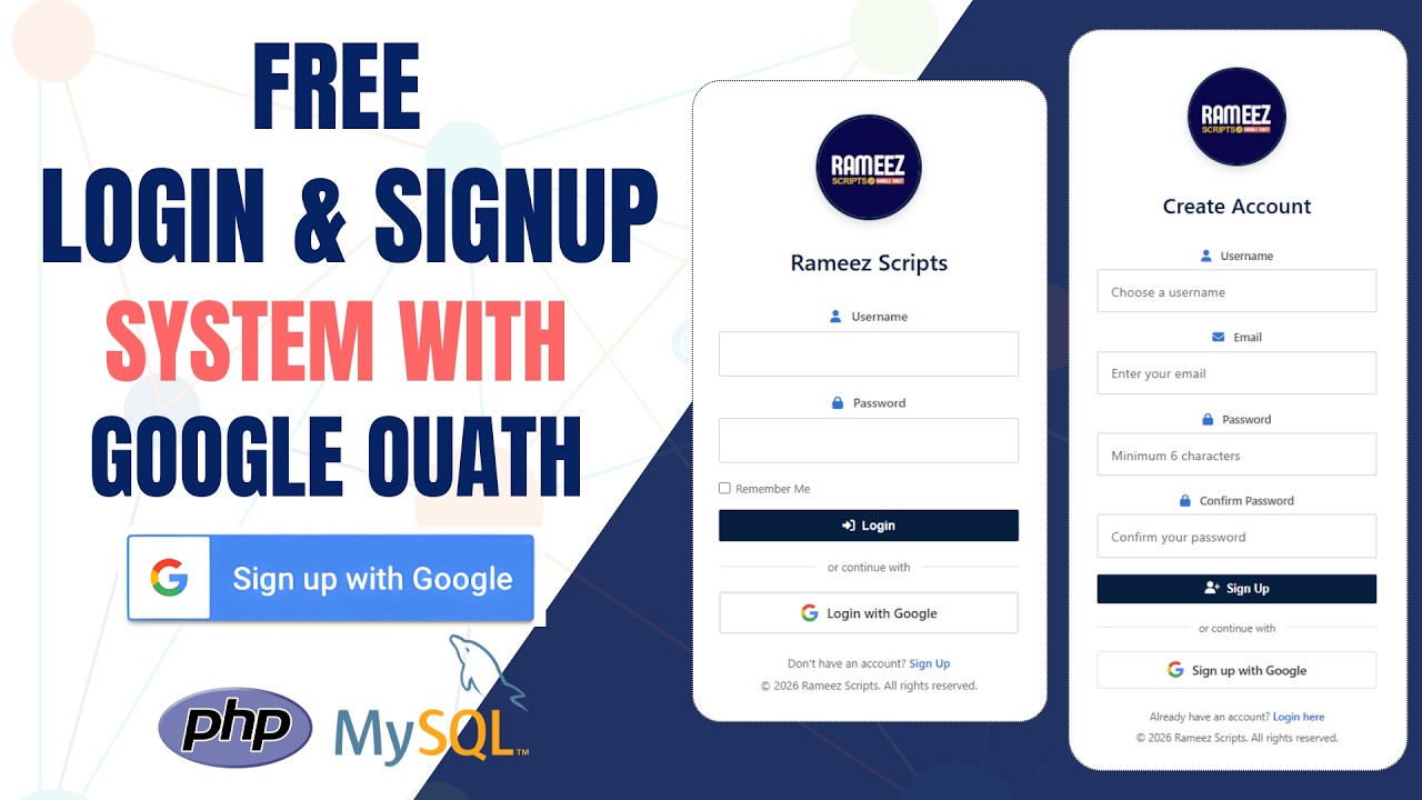How to Build Free PHP Login System with Google OAuth - EP1 - YouTube