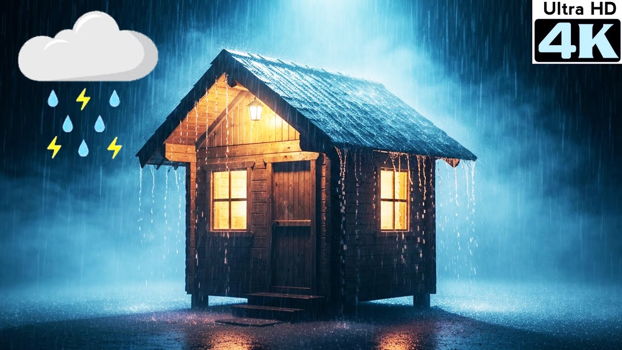 ⚡ Strong Rain Thunderstorm Sounds for Sleeping | Heavy Rain & Intense Thunder on Old House at Night