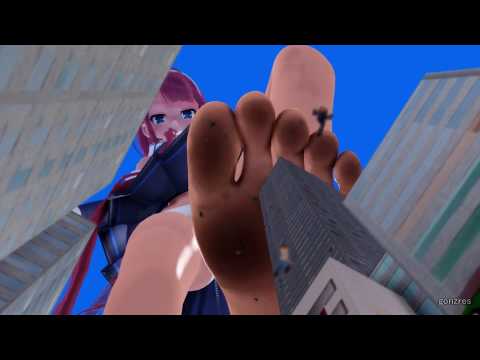 [MMD giantess 巨大娘]巨大娘の蹂躙/giantess Crush the city