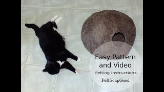 The second and final part video of my way of making felted wool cat caves cocoons. Designs and video by FeltSoapGood. Model - 