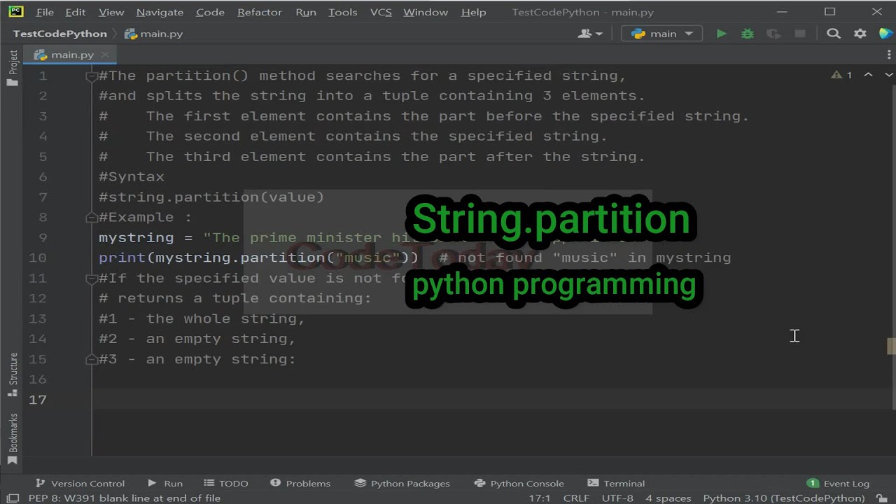 String.partition in python การใช้ String.partition - YouTube
