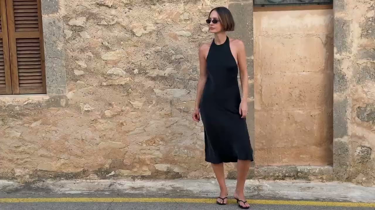 silk laundry halter dress black Eva Patrick in the MemDay2026