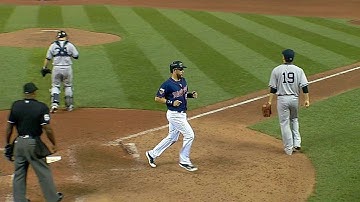 NYY@MIN: Escobar plates Plouffe with a single to left