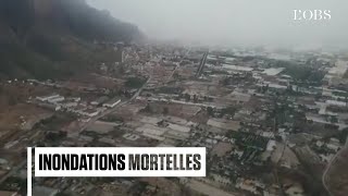 Inondations en Espagne : un hélicoptère survole des zones dévastées