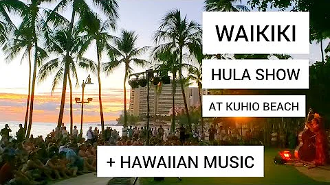 Free Waikiki hula show at Kuhio Beach! Waikiki Beach sunset, Hawaiian music, Honolulu, Oahu, Hawaii