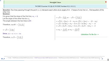 Straight Lines Exercise Part 9 #SATHEE_ENGG #swayamprabha #engineeringexams