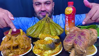 Asmr Eating Mutton Rogan Josh Full Chicken Fish Curry Brinjal Curry Green Chili Eating Mukbung Show