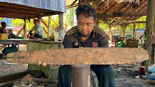 Knife Making | Work Hard | The Smart Blacksmith Makes A BIGGEST KNIFE From A Rusty CHAINSAW