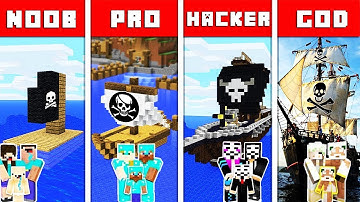 Minecraft Battle: FAMILY PIRATE SHIP CHALLENGE - NOOB vs PRO vs HACKER vs GOD in Minecraft Animation