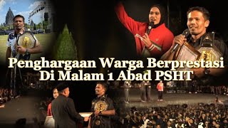 Sambutan Mas Suwardi(MMA)dan Mbk Puspa Arum(Atlit Sea Games) dlm Acara 1 Abad PSHT.