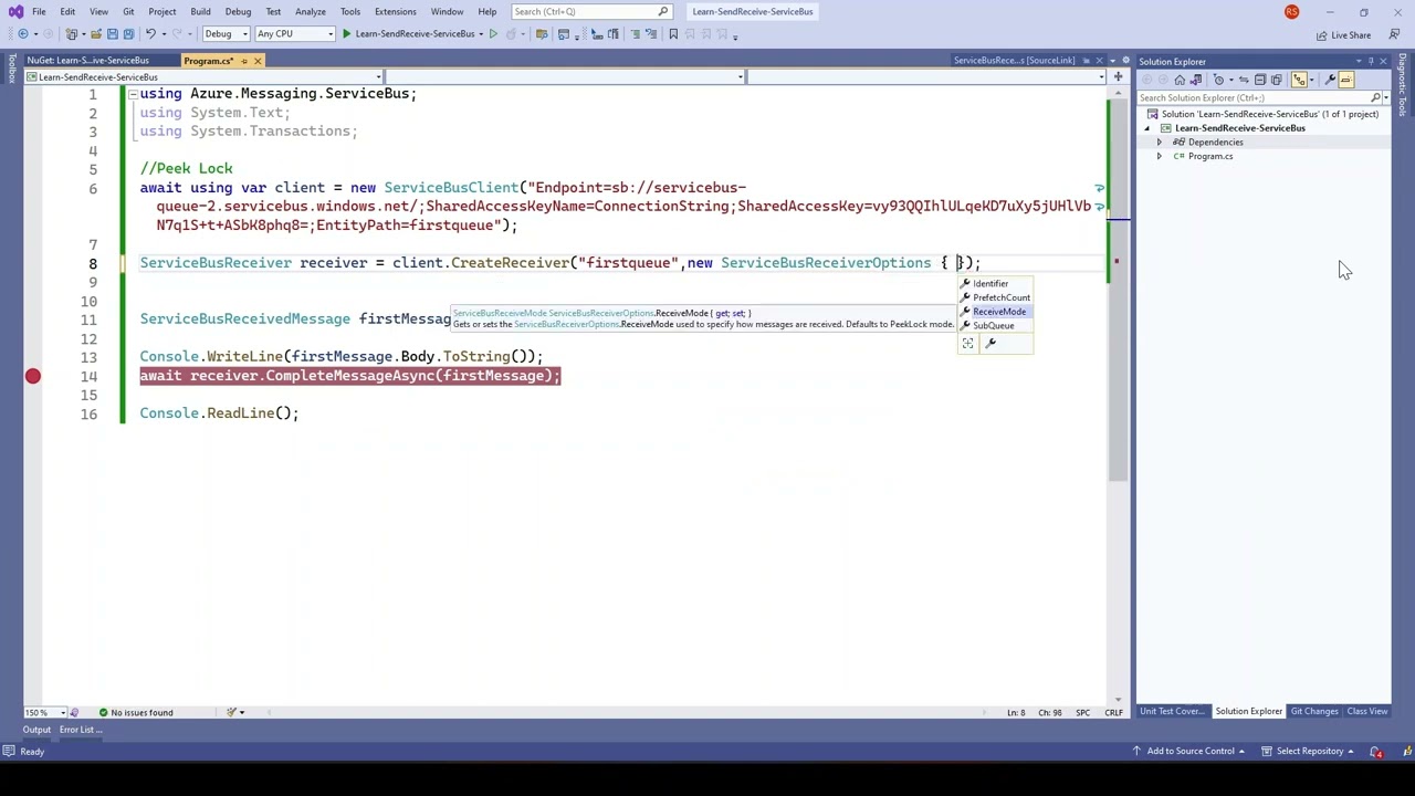 20.  Peek lock manually inside Azure Service Bus