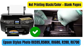 Epson RX595, RX580 Not Printing Black or Color, Blank Pages Fixed! [Step By Step Tutorial]
