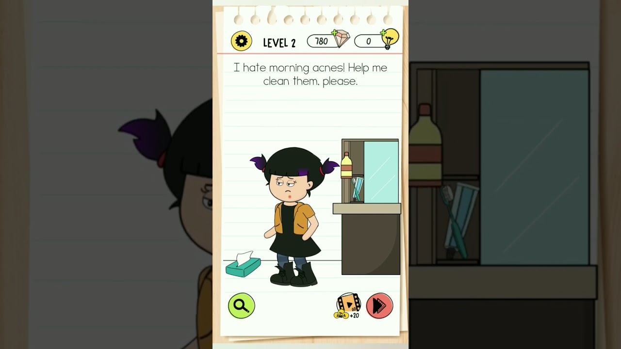 Brain Test 4: Tricky Friends - Level 147: I Hate Morning Acnes! Help Me Clean Them, Please. 4 Solution