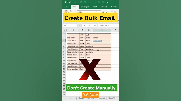Create Bulk Email Addresses in Excel