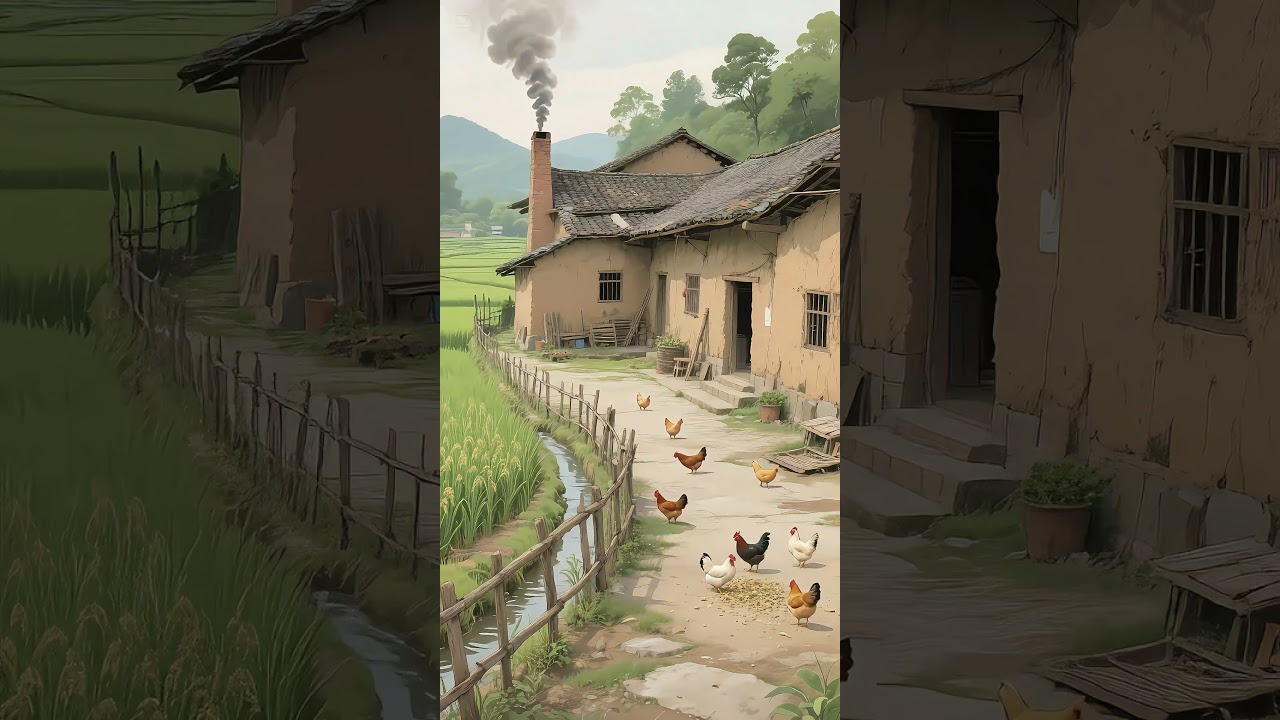 Country Morning at the Village Farmhouse | Chickens and Rice Fields