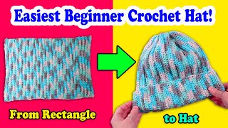 Easiest Beginner Crochet Hat - How to Make an Easy Crochet Beanie from a Rectangle - ONE Stitch screenshot 2