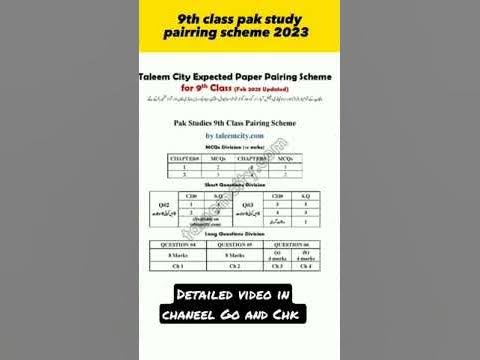 9th Class Pak Study Pairing Scheme 2024 - Taleem City