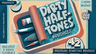 Best Procreate Brushes: Dirty Halftones Brush Set