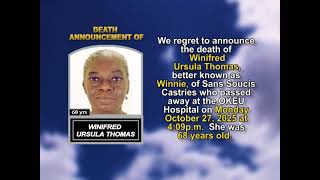 Winifred Ursula Thomas ~ Short Obituary