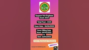 Vyapam Sub Engineer 2022 Vacancy Out | Official Dates | Madhya Pradesh #shorts #phaipedia  #vyapam