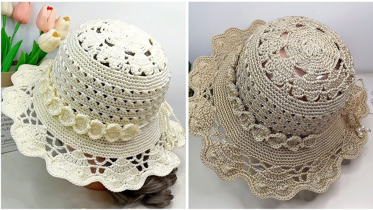 DIY Crochet Beautiful Heart to Heart Summer Sun Hat and Easy Crochet a ...