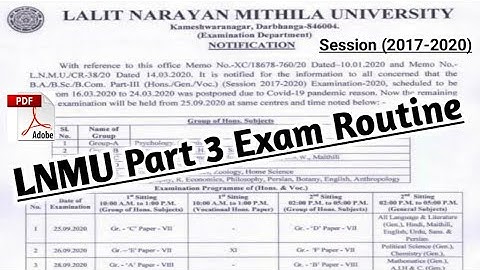 LNMU Part 3 examination programme 2020 || session (2017-20)