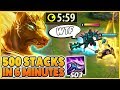 *THIS GOT HOTFIXED* FASTEST 500 STACKS EVER (WORLD RECORD) - BunnyFuFuu | League Of Legends