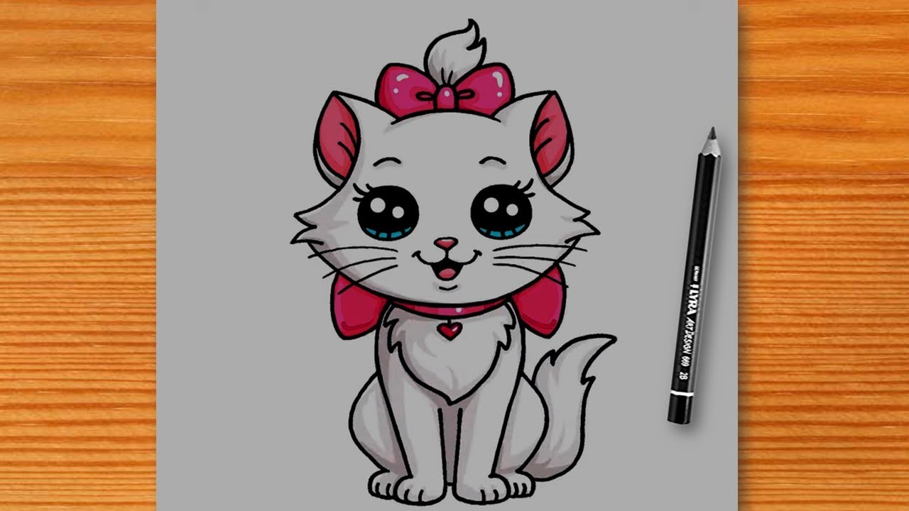 COMO DESENHAR A GATINHA MARIE, ARISTOGATAS, HOW TO DRAW THE KITTEN MARIE