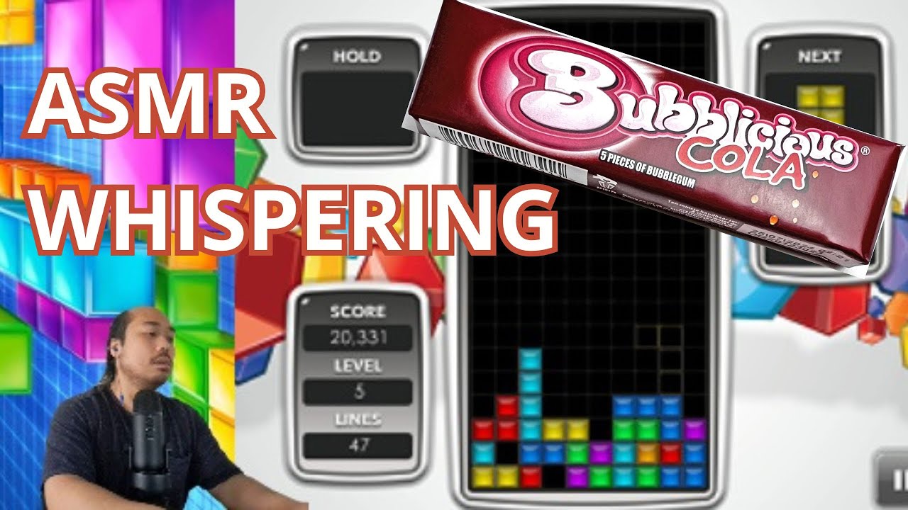 ASMR BUBBLICIOUS COLA BUBBLE GUM & PLAYING TETRIS 🎮🧩 EATING SOUNDS & KEYBOARD SOUNDS