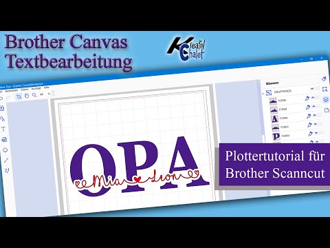 Brother Canvas Schriftbearbeitung mit Glyphen, Versatz, Teilen, Verschweissen