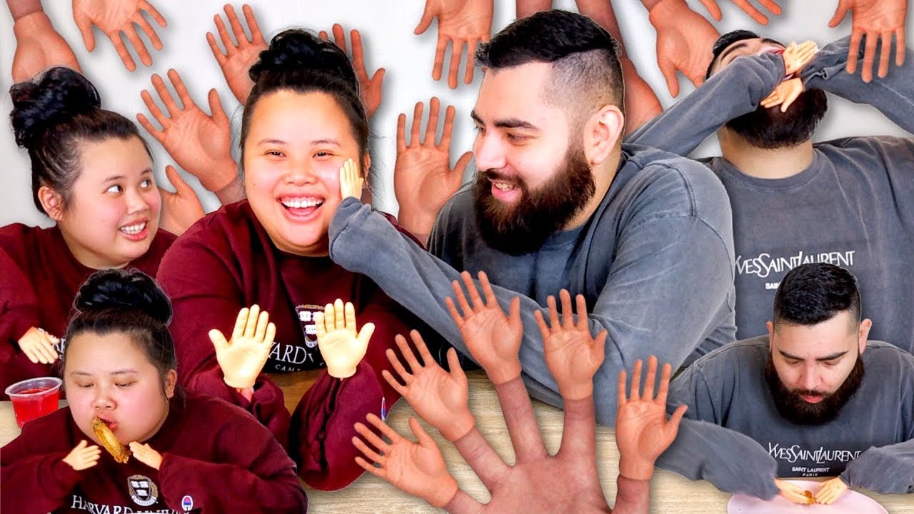 TINY HANDS EATING FOOD CHALLENGE WITH MY FIANCÉ 먹방 MUKBANG EATING SHOW! *FUNNY FOOD CHALLENGE*