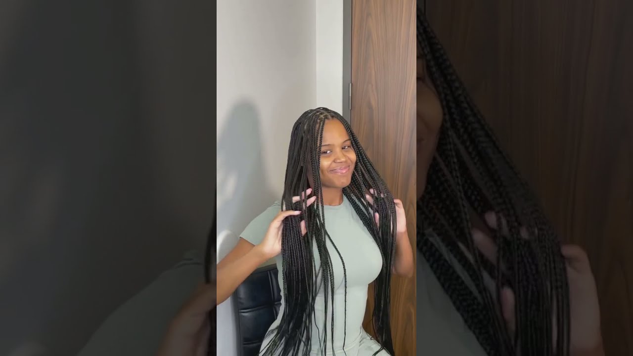 Small Knotless Braids Hip Length 