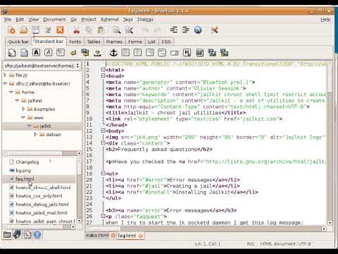 Bluefish: working with remote files - YouTube