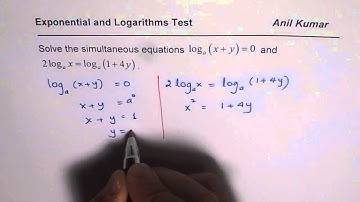 Exponential Logarithmic Simultaneous Equation Extraneous Roots