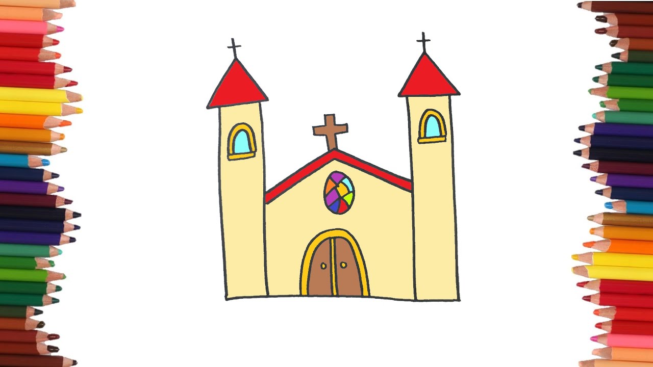 Cómo dibujar una iglesia Paso a Paso | Dibujo de Iglesia - YouTube