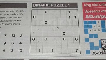 (#2286) Saturday. Binary01 Sudoku puzzle. Bonus Extra edition. 02-06-2021 Extra part 3 of 4