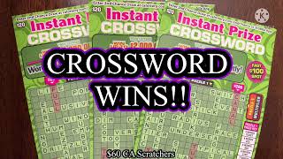 CROSSWORD WINS!! $60 CA Scratchers